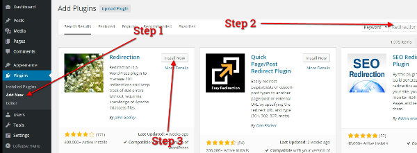 Install Redirection Plugin